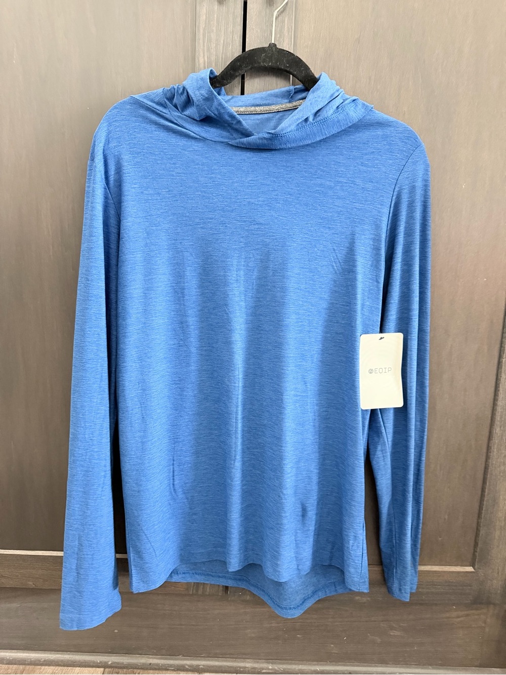 NWT Men's Small Eqip Lightweight Blue Hooded Shirt